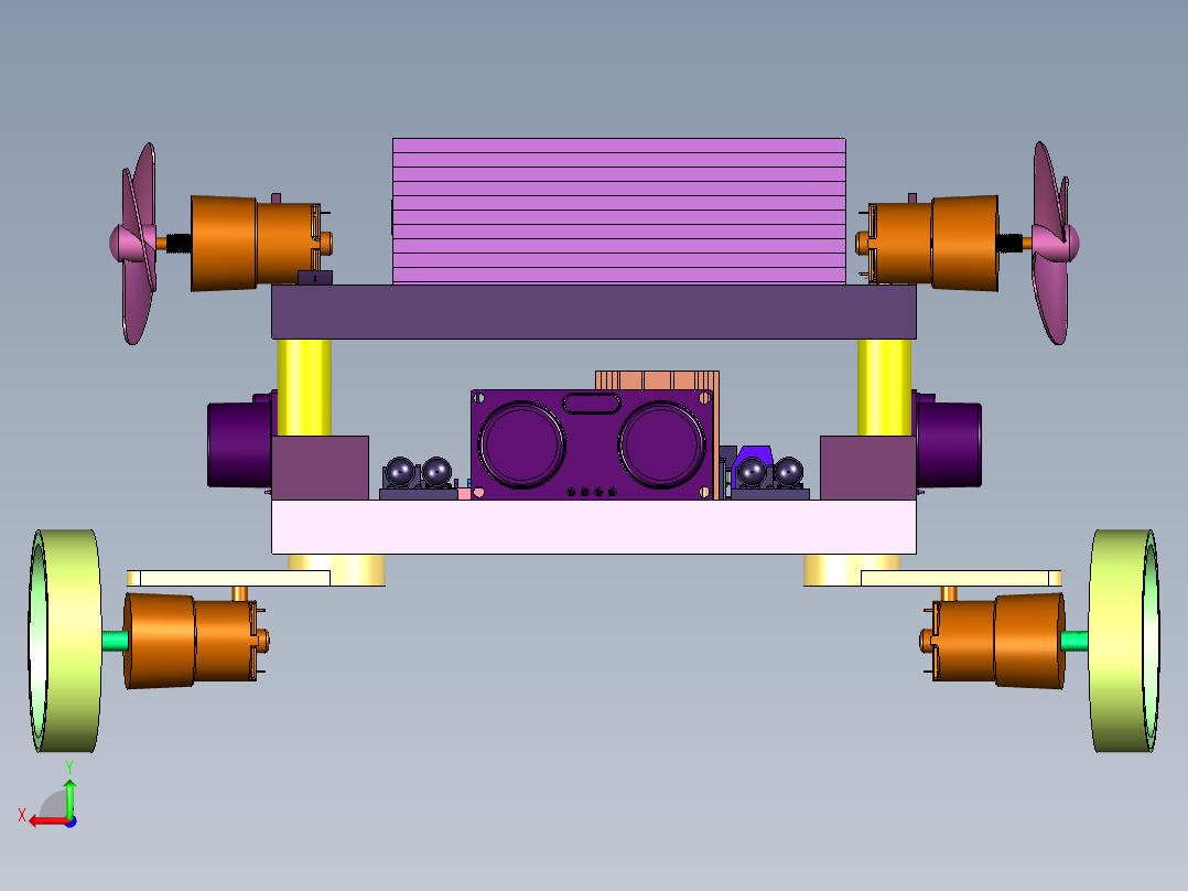 差速四驱电动小车后视图