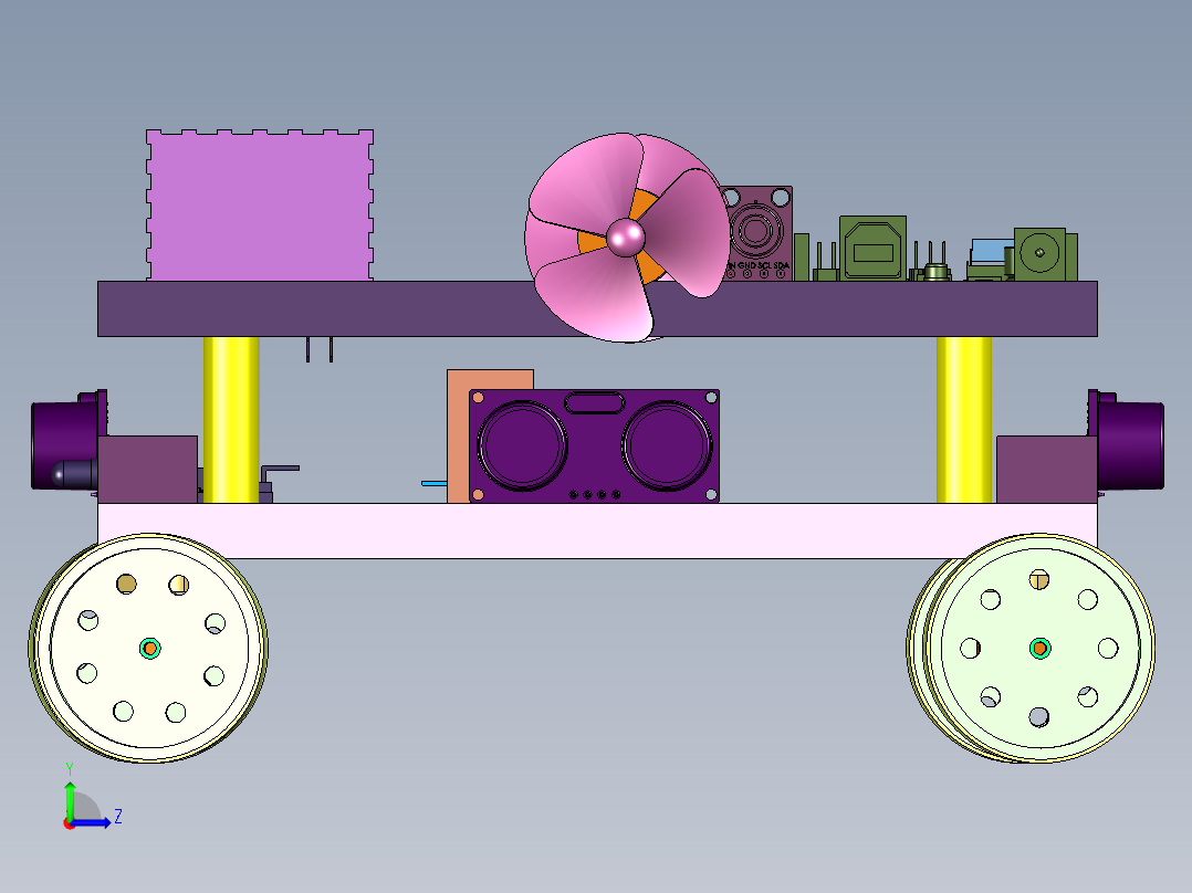 差速四驱电动小车左视图