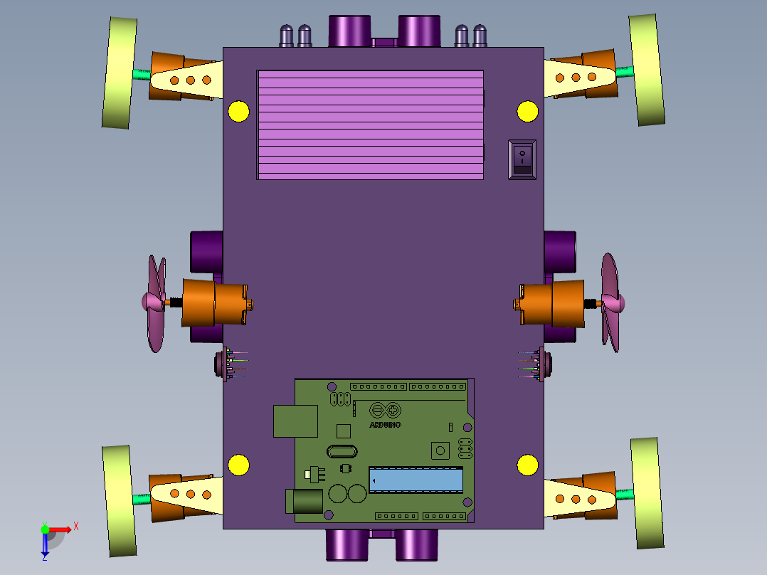 差速四驱电动小车俯视图