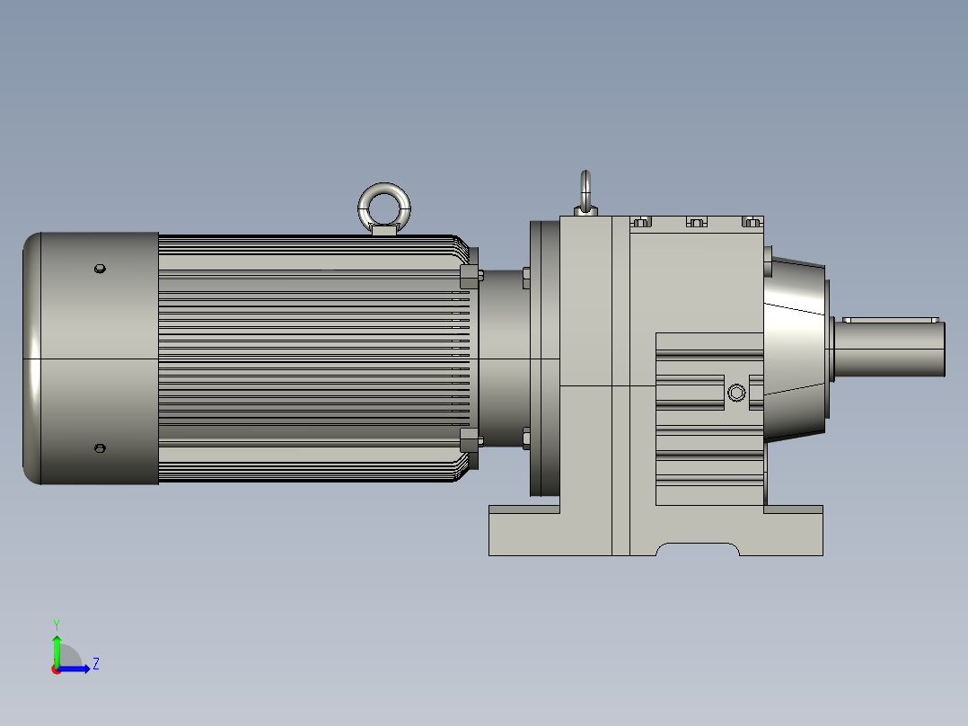 R97底脚轴伸式安装斜齿轮减速机-R97-YVB75-4P-132M-M1左视图