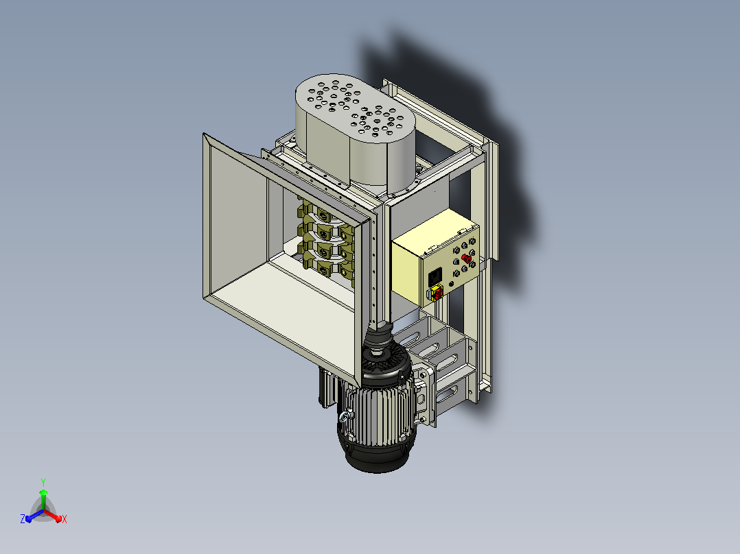 木材粉碎机wood-crusher-1833-模型格式为 stp inventor主视图