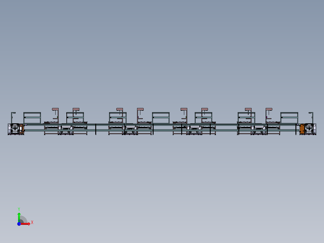 大型双层倍速链线体3D图纸 G146 非标自动化设备3D图纸3D模型前视图