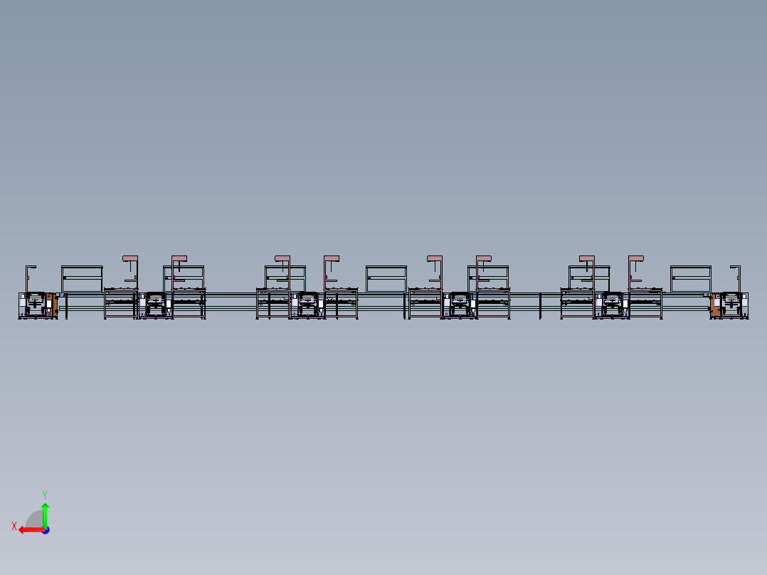 大型双层倍速链线体3D图纸 G146 非标自动化设备3D图纸3D模型后视图