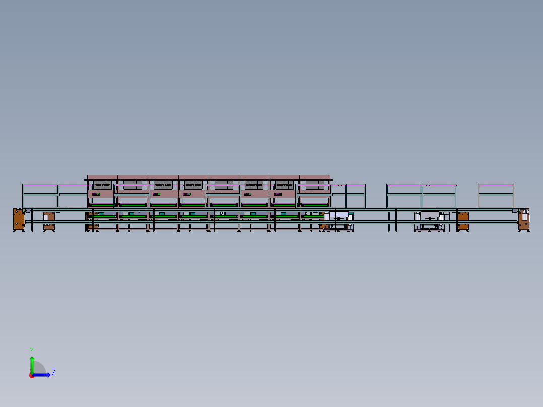 大型双层倍速链线体3D图纸 G146 非标自动化设备3D图纸3D模型左视图