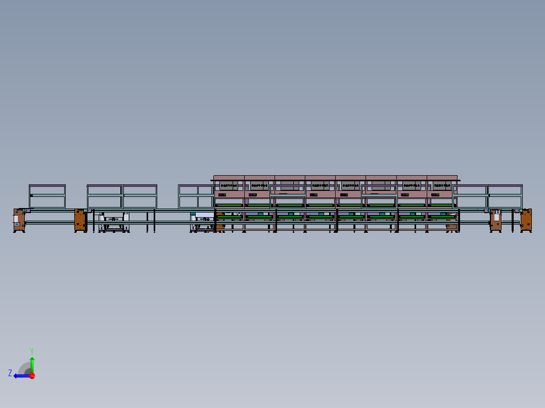 大型双层倍速链线体3D图纸 G146 非标自动化设备3D图纸3D模型右视图