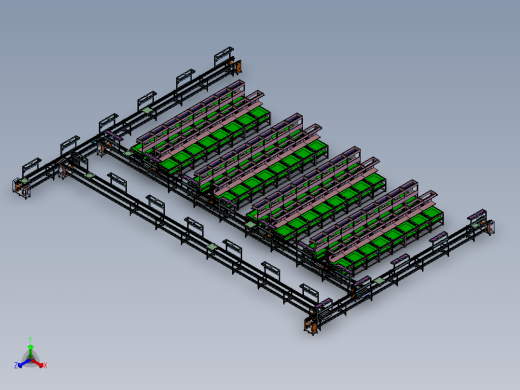 大型双层倍速链线体3D图纸 G146 非标自动化设备3D图纸3D模型正等轴测缩略图