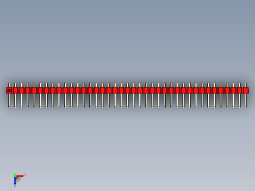 彩色公排针 100mil 2.54mm 系列-DS1022_red_1x39p_100mil_TypeD_rev1.0俯视缩略图