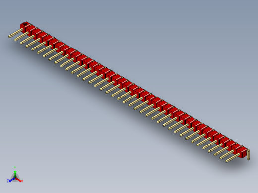 彩色公排针 100mil 2.54mm 系列-DS1022_red_1x39p_100mil_TypeD_rev1.0正等轴测缩略图