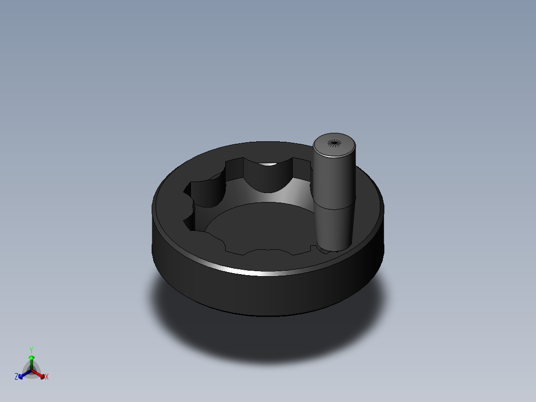 内波纹手轮 12x125正等轴测图