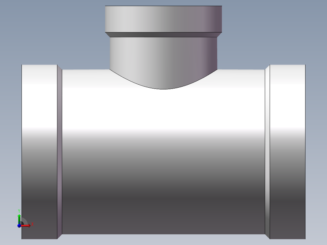 三通-异径 DN25-DN15前视图