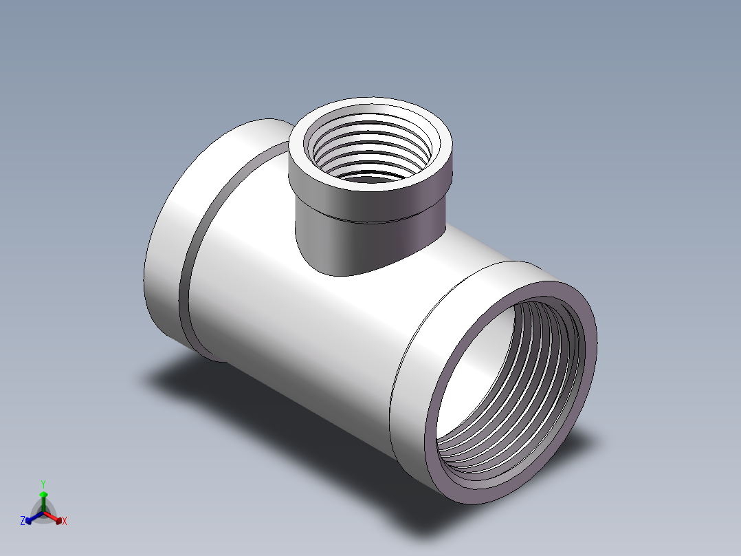 三通-异径 DN25-DN15正等轴测图