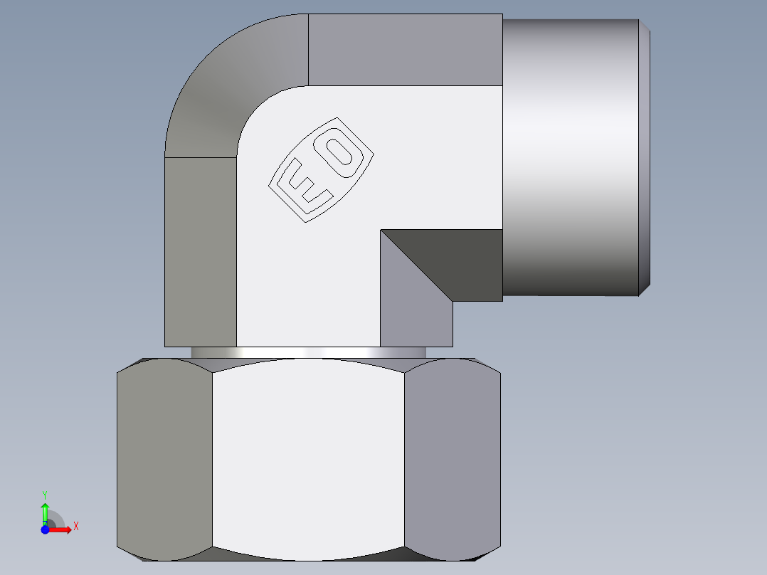 卡套式工业通用硬管接头EO_Swivel_nut_elbow_EW20SOMD71前视图