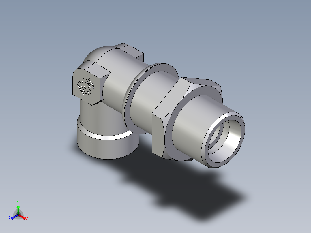 卡套式工业通用硬管接头EO_Bulkhead_elbow_WSV16SOMD71正等轴测图