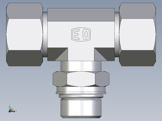 卡套式工业通用硬管接头EO_Adjustable_locknut_branch_tee_TEE20SMORCF前视缩略图