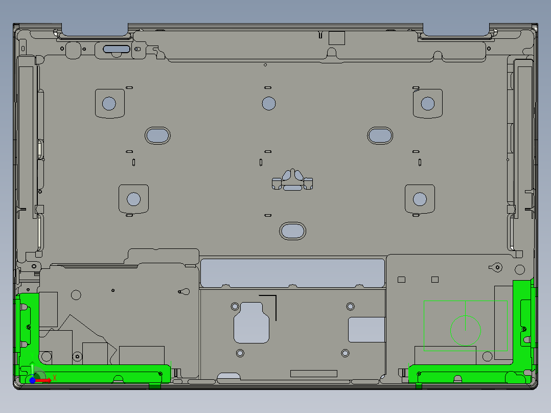 包胶版笔记本外壳铣内腔程序模型前视图