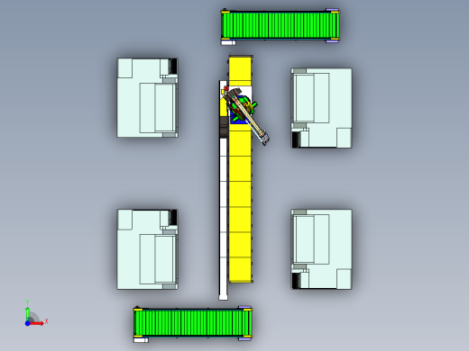 一拖四机床上下料工作站设计前视缩略图