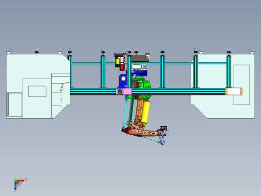 一拖四机床上下料工作站设计俯视缩略图