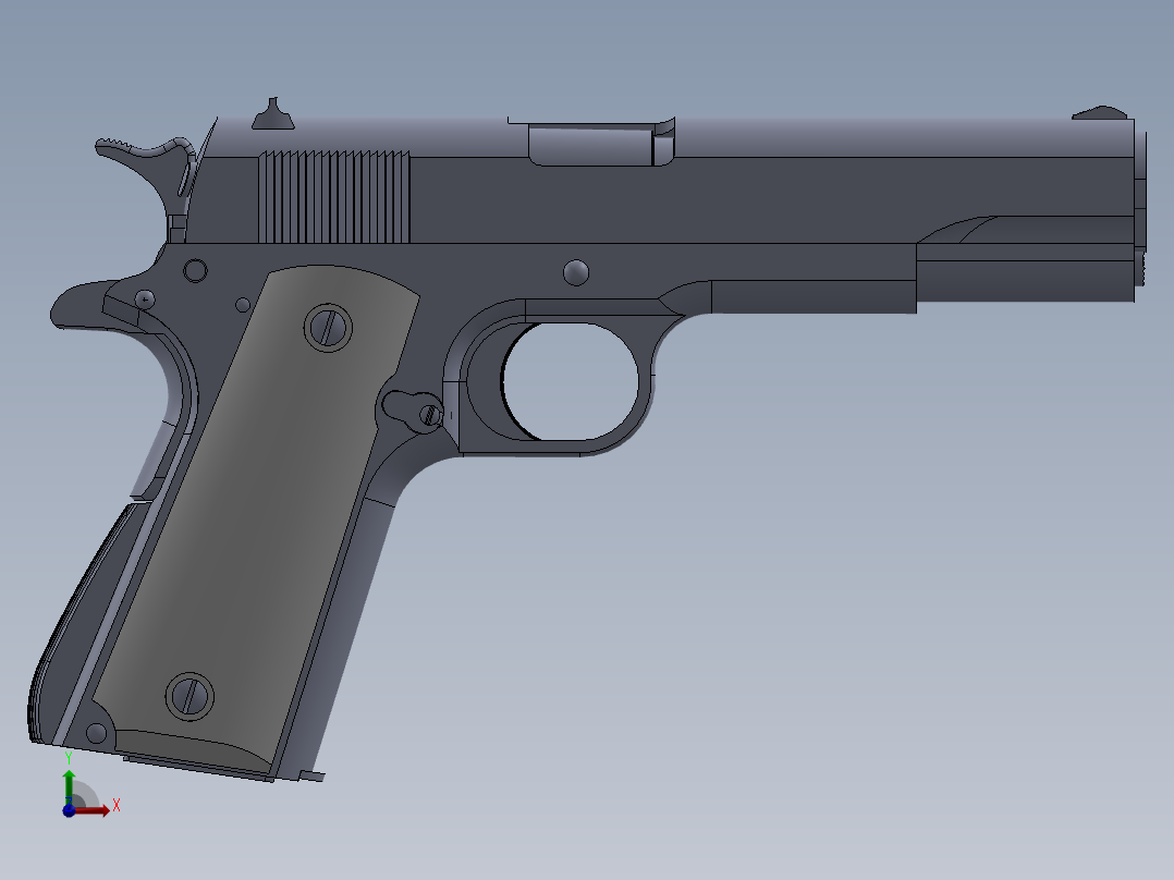 手枪左轮冲锋枪老式狙击步枪设计3D图纸colt-1911-3 SW前视图