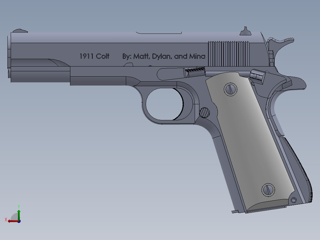 手枪左轮冲锋枪老式狙击步枪设计3D图纸colt-1911-3 SW后视图