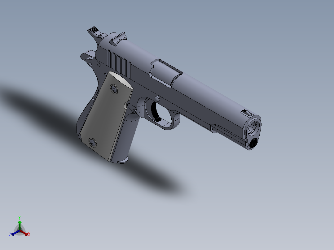 手枪左轮冲锋枪老式狙击步枪设计3D图纸colt-1911-3 SW正等轴测图