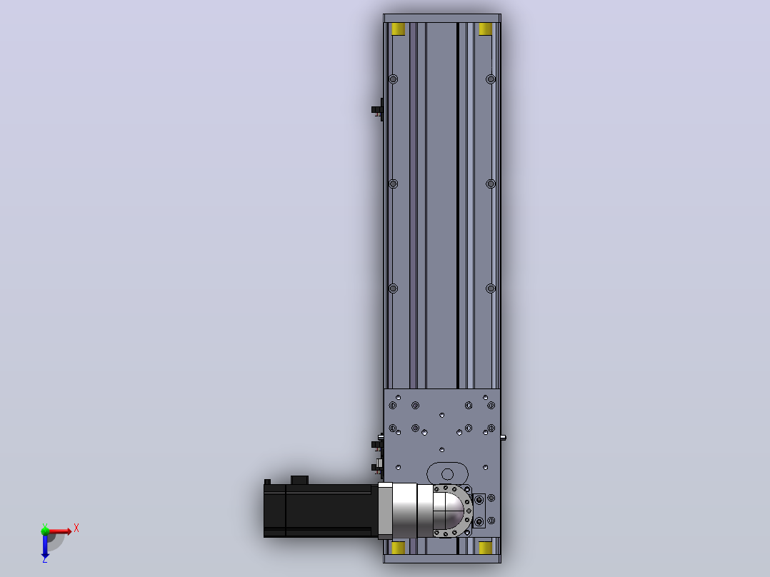DMG135-RCM齿轮齿条模组直线滑台（电机右折）[DMG135-L11S400-DT400-C2U-RCM-P7]俯视图