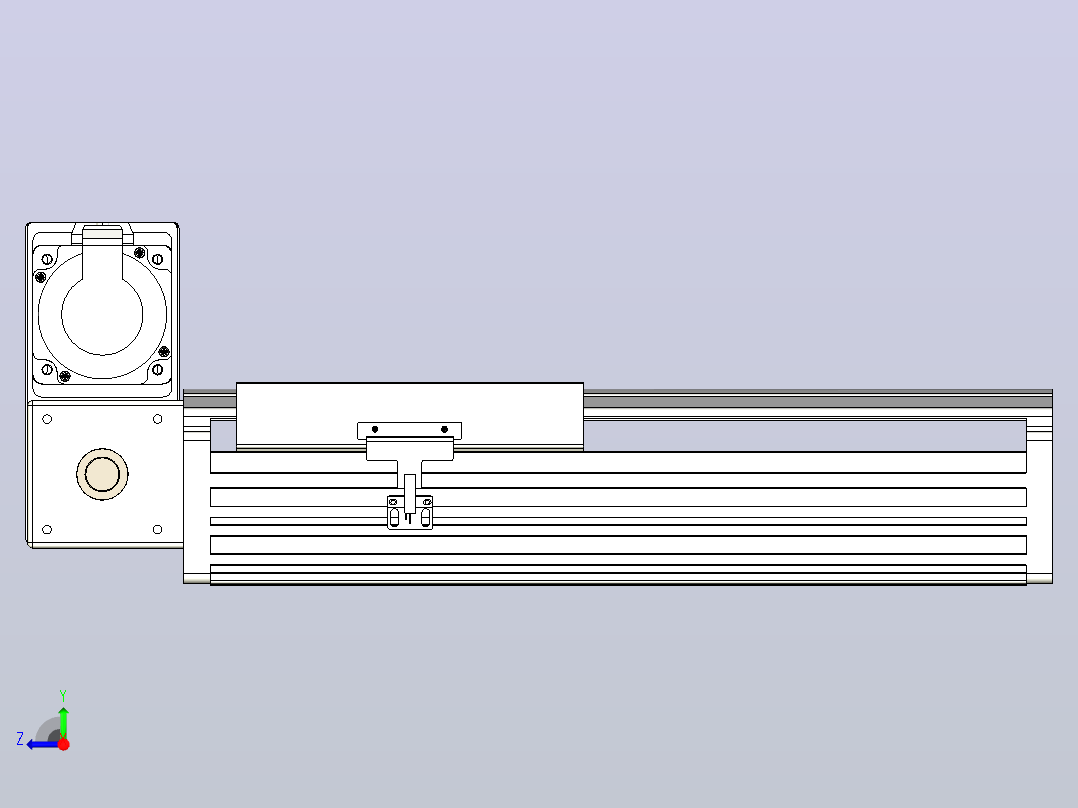 皮带直线轴半封闭可选导轨TPA-HNB-202D-140-L150-LU-Y-P75-N3右视图
