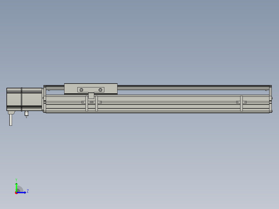 SYS14-300-BM-200W滚珠花健、支撑座、滚珠丝杠、交叉导轨、直线模组.STEP左视图