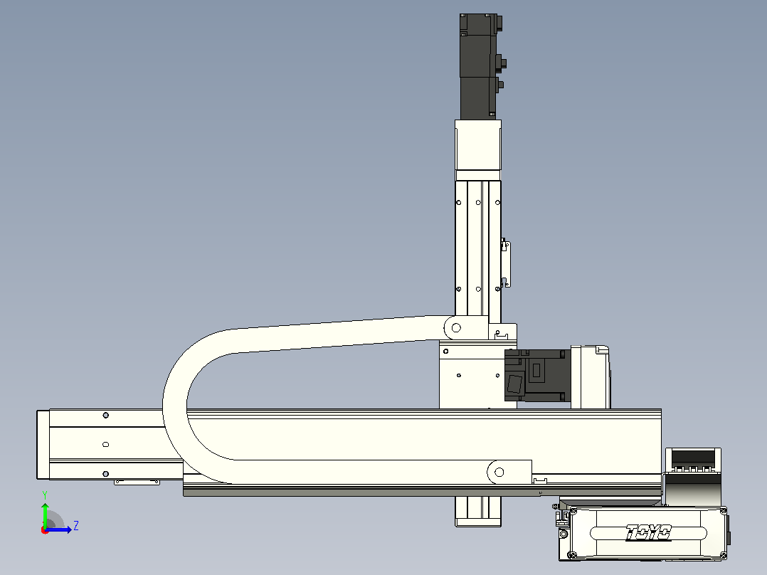 XYGT432-A1-850-400-250-M-C负载1-10KG 三轴悬臂模组 内嵌式 XYGT432-A1 替换TOYO模组滑台左视图