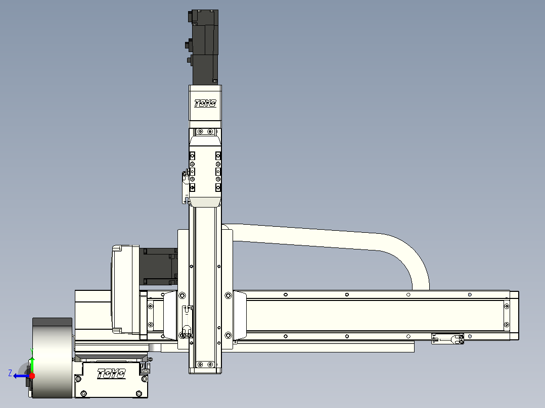 XYGT432-A1-850-400-250-M-C负载1-10KG 三轴悬臂模组 内嵌式 XYGT432-A1 替换TOYO模组滑台右视图