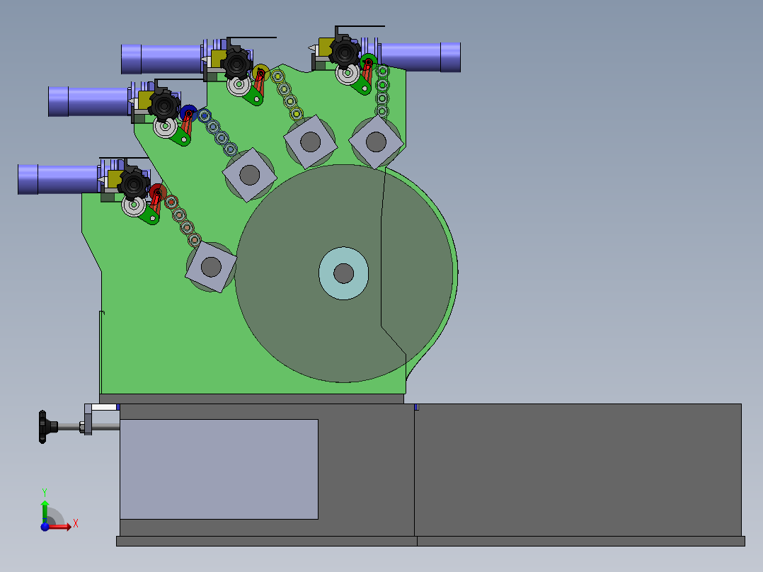 四色管式打印机核心结构前视图