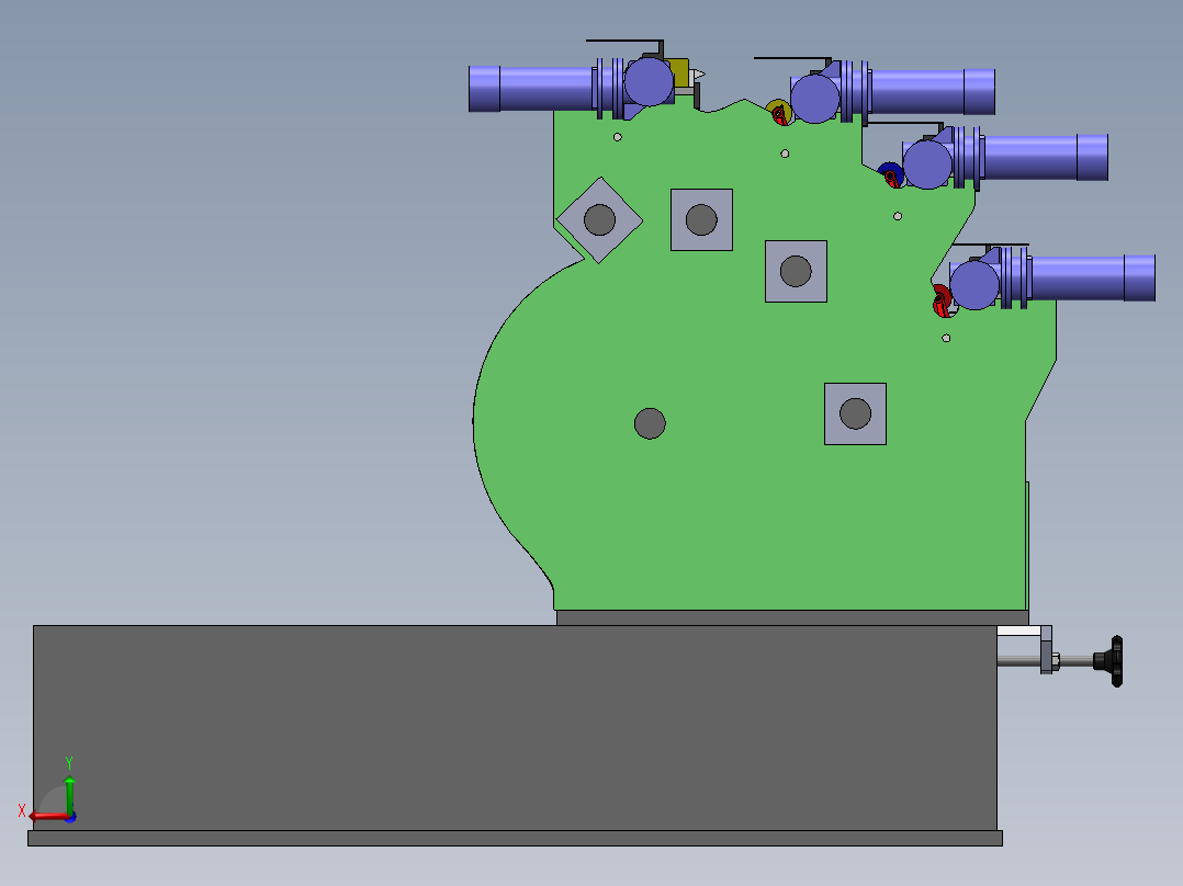 四色管式打印机核心结构后视图