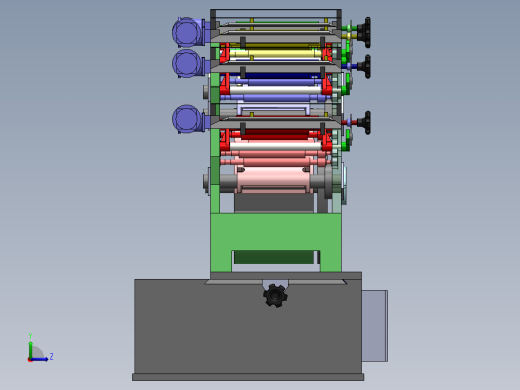 四色管式打印机核心结构左视缩略图