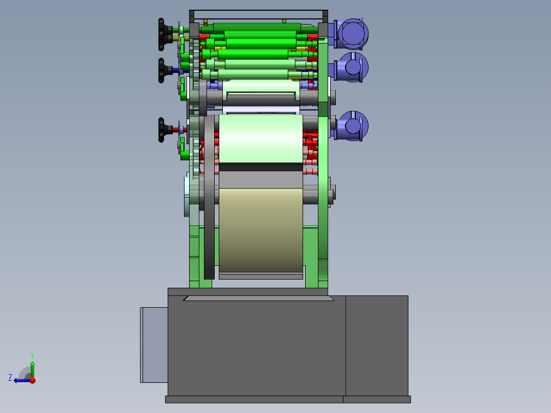 四色管式打印机核心结构右视图