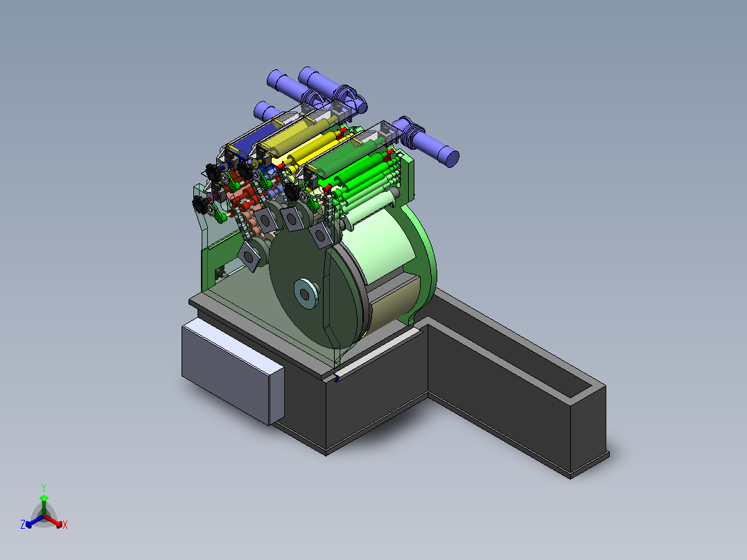 四色管式打印机核心结构正等轴测图