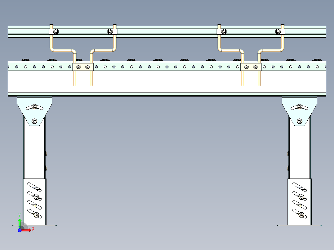 智能仓储物流行业滚筒输送线sw2020可编辑前视图