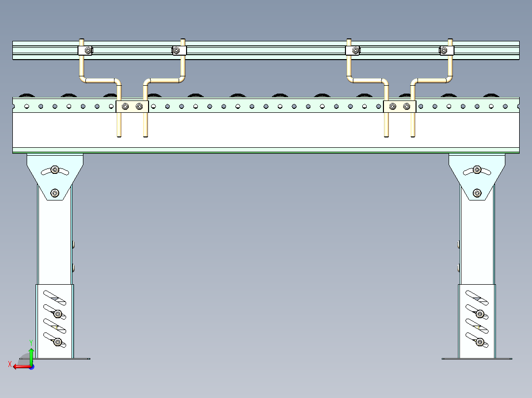 智能仓储物流行业滚筒输送线sw2020可编辑后视图