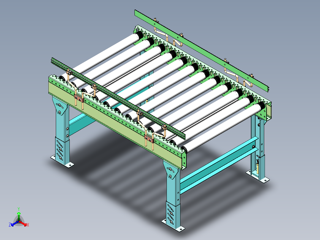 智能仓储物流行业滚筒输送线sw2020可编辑正等轴测图