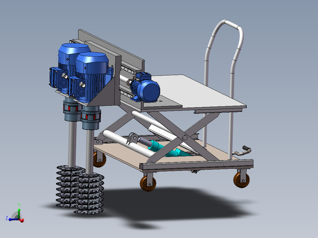 2款轨道清扫小车3d图纸 升降式小车清洁车 火车轨道清理车3d模型