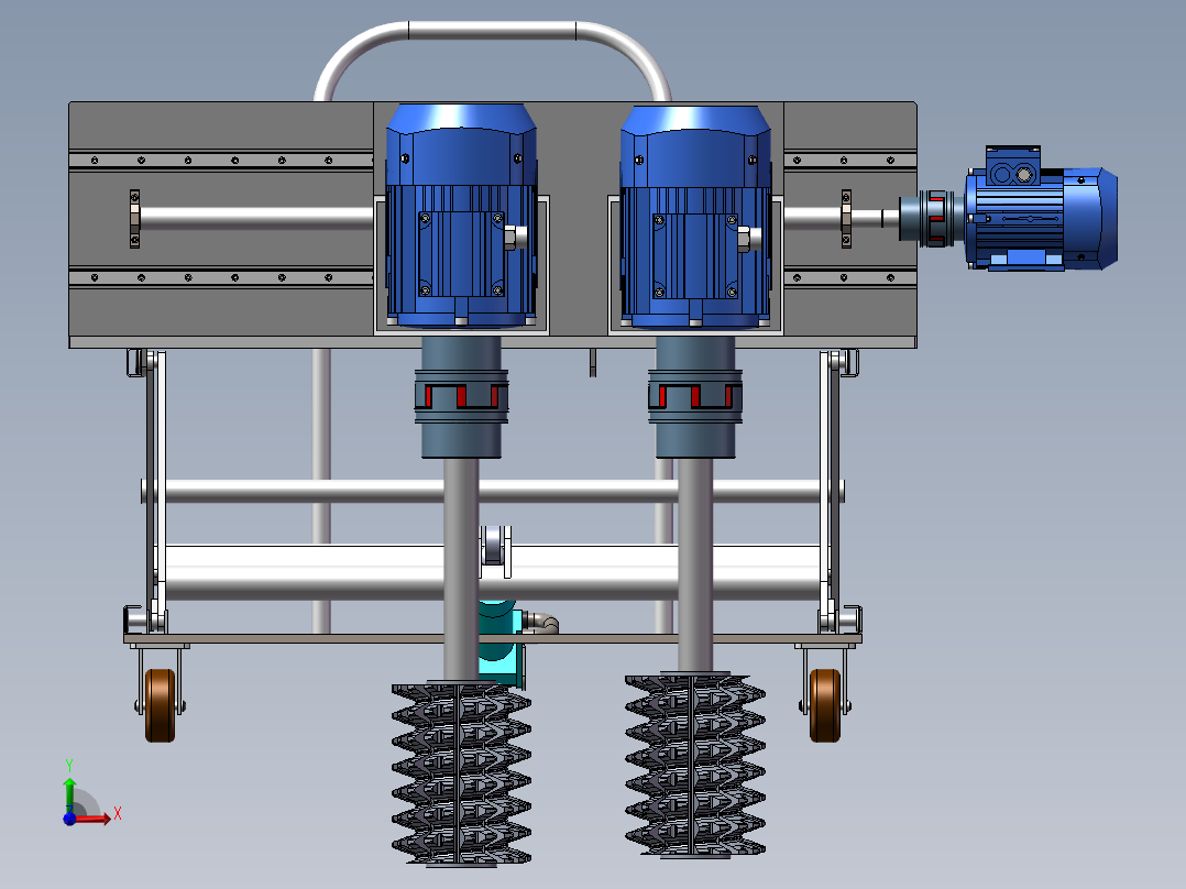 2款轨道清扫小车3d图纸 升降式小车清洁车 火车轨道清理车3d模型前视图