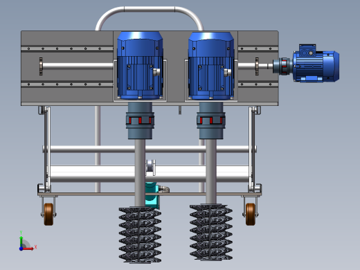 2款轨道清扫小车3d图纸 升降式小车清洁车 火车轨道清理车3d模型前视缩略图