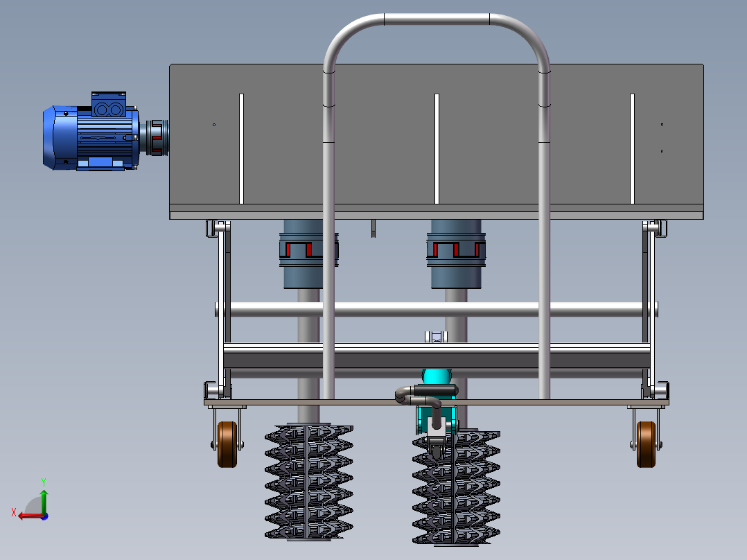 2款轨道清扫小车3d图纸 升降式小车清洁车 火车轨道清理车3d模型后视图