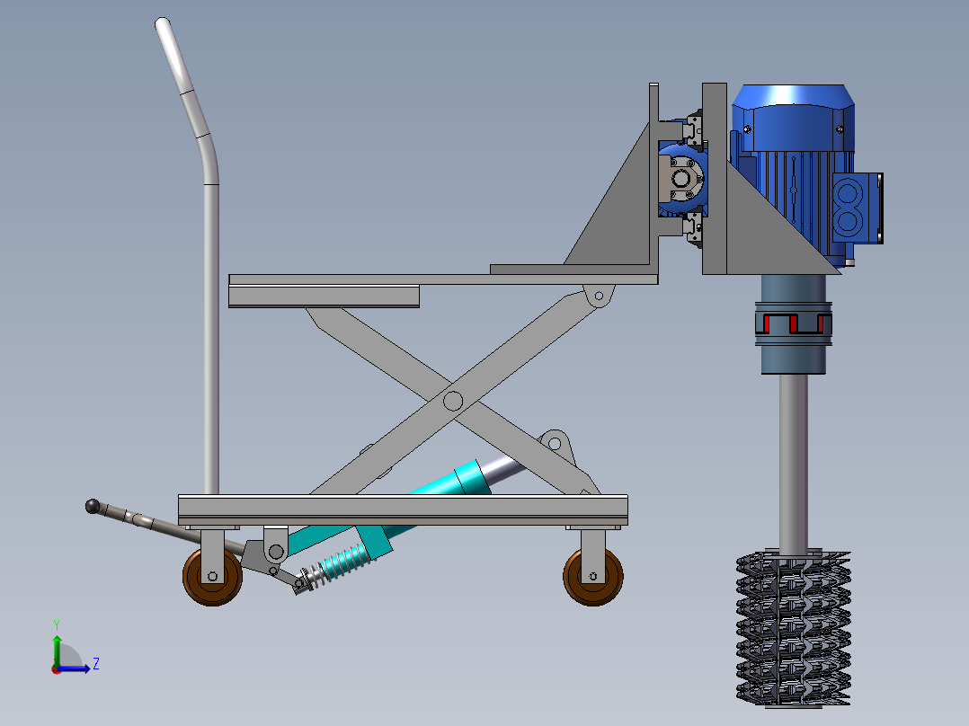 2款轨道清扫小车3d图纸 升降式小车清洁车 火车轨道清理车3d模型左视图