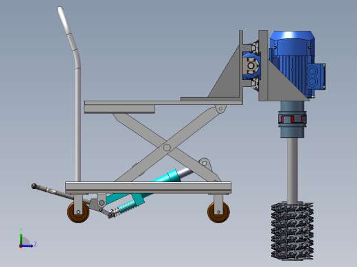 2款轨道清扫小车3d图纸 升降式小车清洁车 火车轨道清理车3d模型左视缩略图