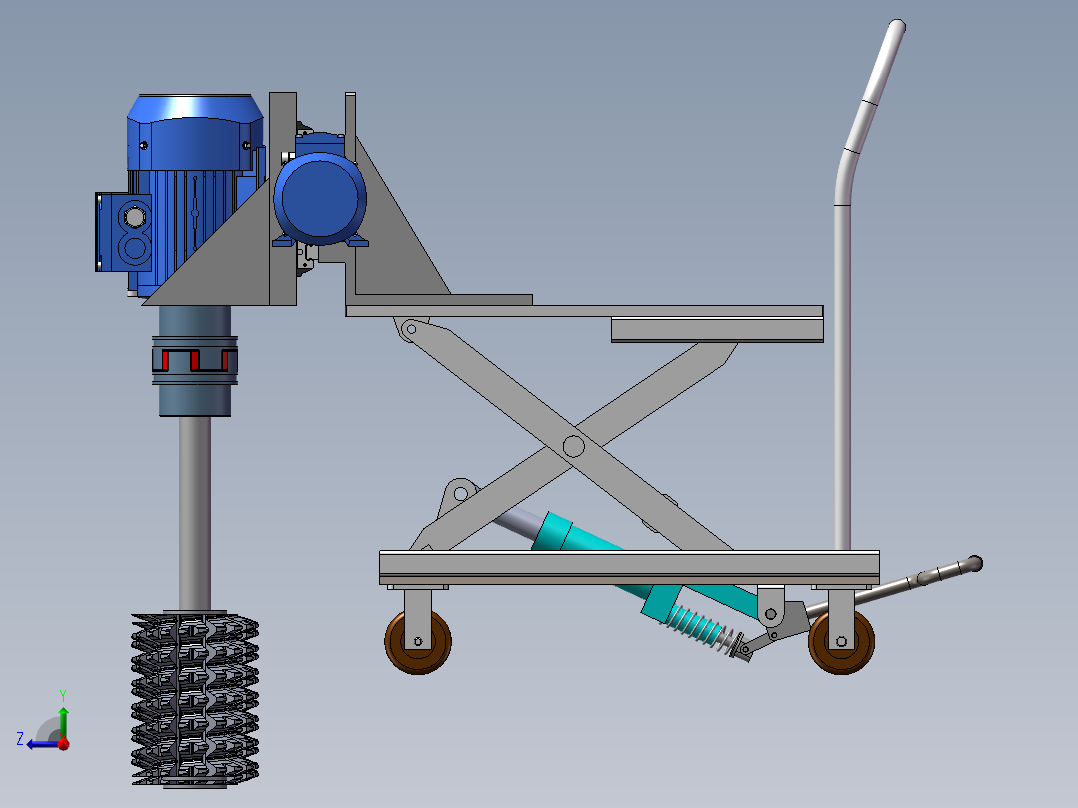 2款轨道清扫小车3d图纸 升降式小车清洁车 火车轨道清理车3d模型右视图