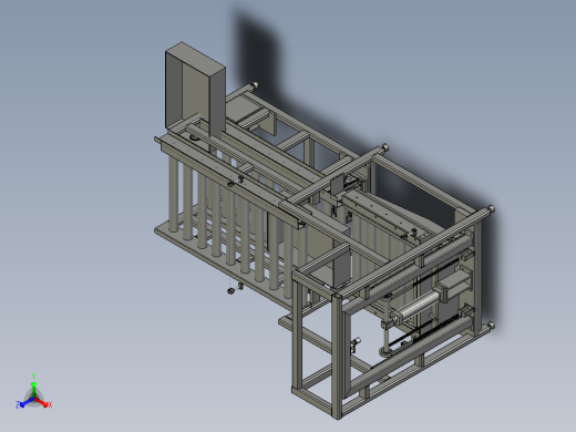 链条提升机循环滚筒输送线3d图纸 循环双层动力滚筒输送线3D模型