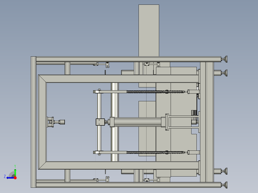 链条提升机循环滚筒输送线3d图纸 循环双层动力滚筒输送线3D模型右视图