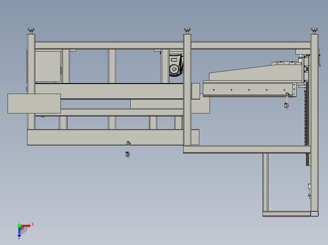 链条提升机循环滚筒输送线3d图纸 循环双层动力滚筒输送线3D模型俯视图