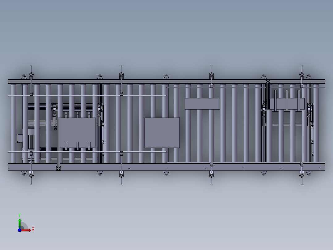 滚筒输送线3d图纸自动纸箱自动翻转输送线3d图前视图