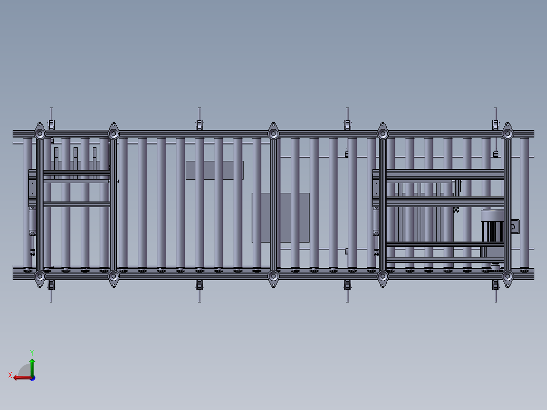 滚筒输送线3d图纸自动纸箱自动翻转输送线3d图后视图