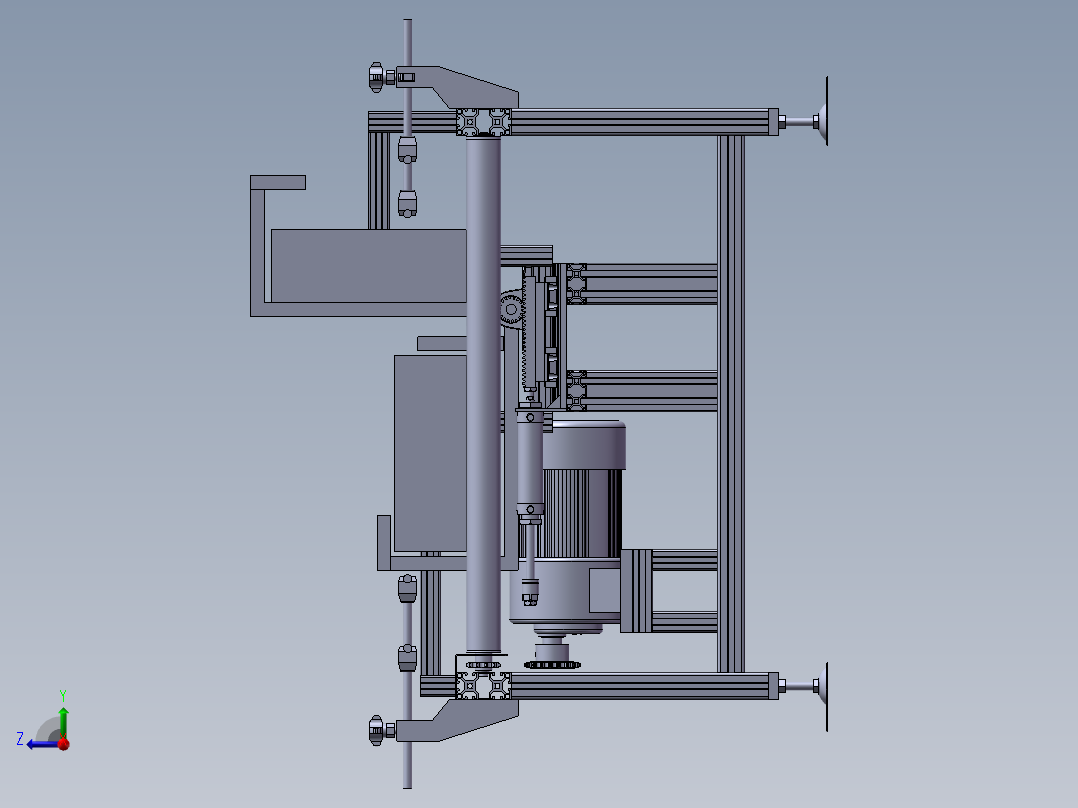 滚筒输送线3d图纸自动纸箱自动翻转输送线3d图右视图
